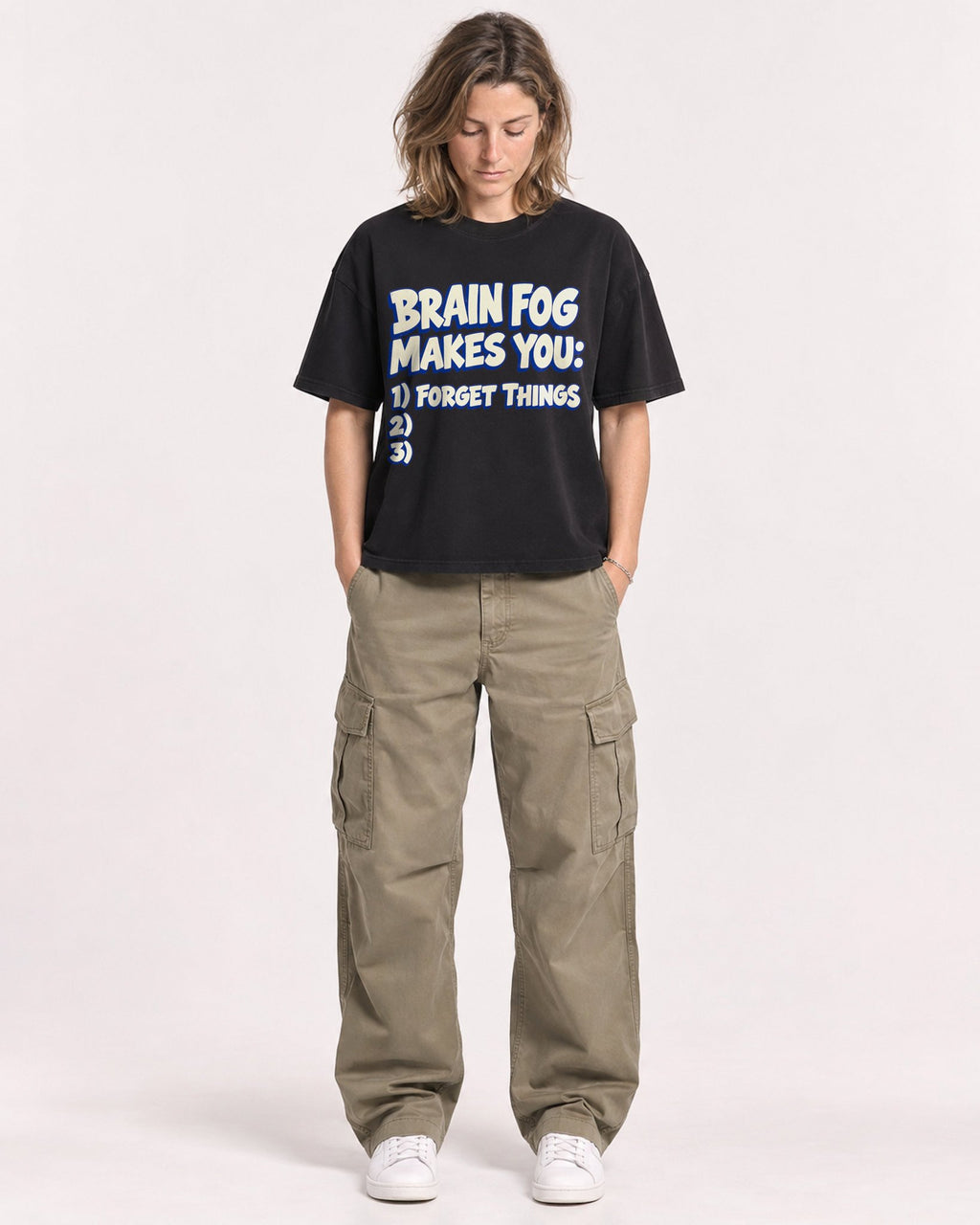 Mockup Boxy Heavyweight Tee Black female full-body 38