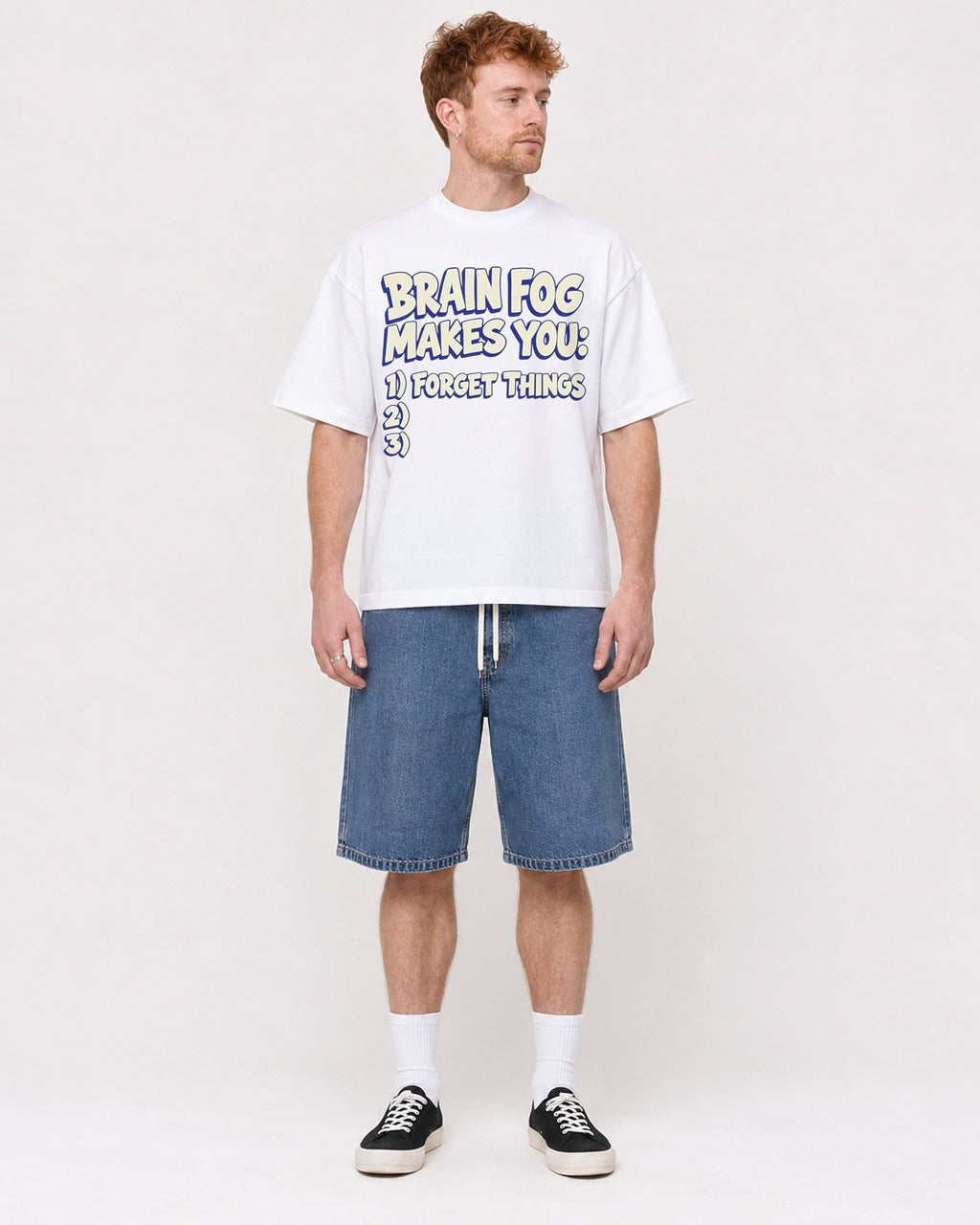 Mockup Boxy Heavyweight Tee White male full-body 38