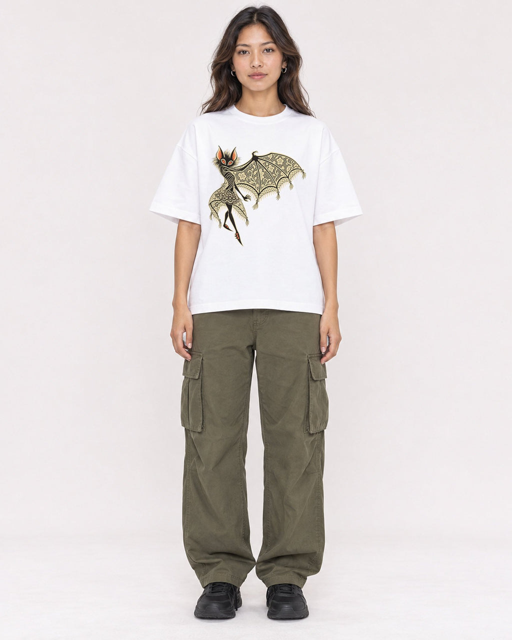 Mockup Boxy Heavyweight Tee White female full-body 02