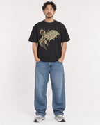 Mockup Boxy Heavyweight Tee Black male full-body 02