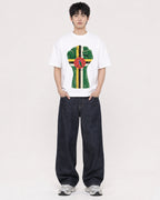 Mockup Boxy Heavyweight Tee White male full-body 01