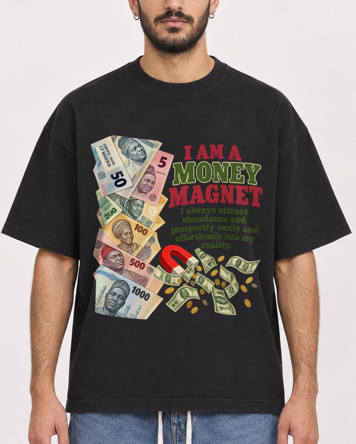 Mockup Boxy Heavyweight Tee Black male close-up 07