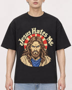 Mockup Boxy Heavyweight Tee Black male close-up 01