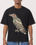 Mockup Boxy Heavyweight Tee Black male close-up 15