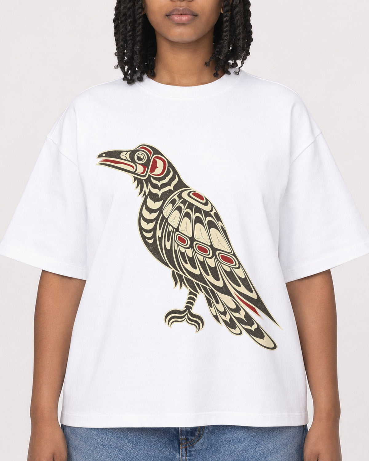 Mockup Boxy Heavyweight Tee White female close-up 15