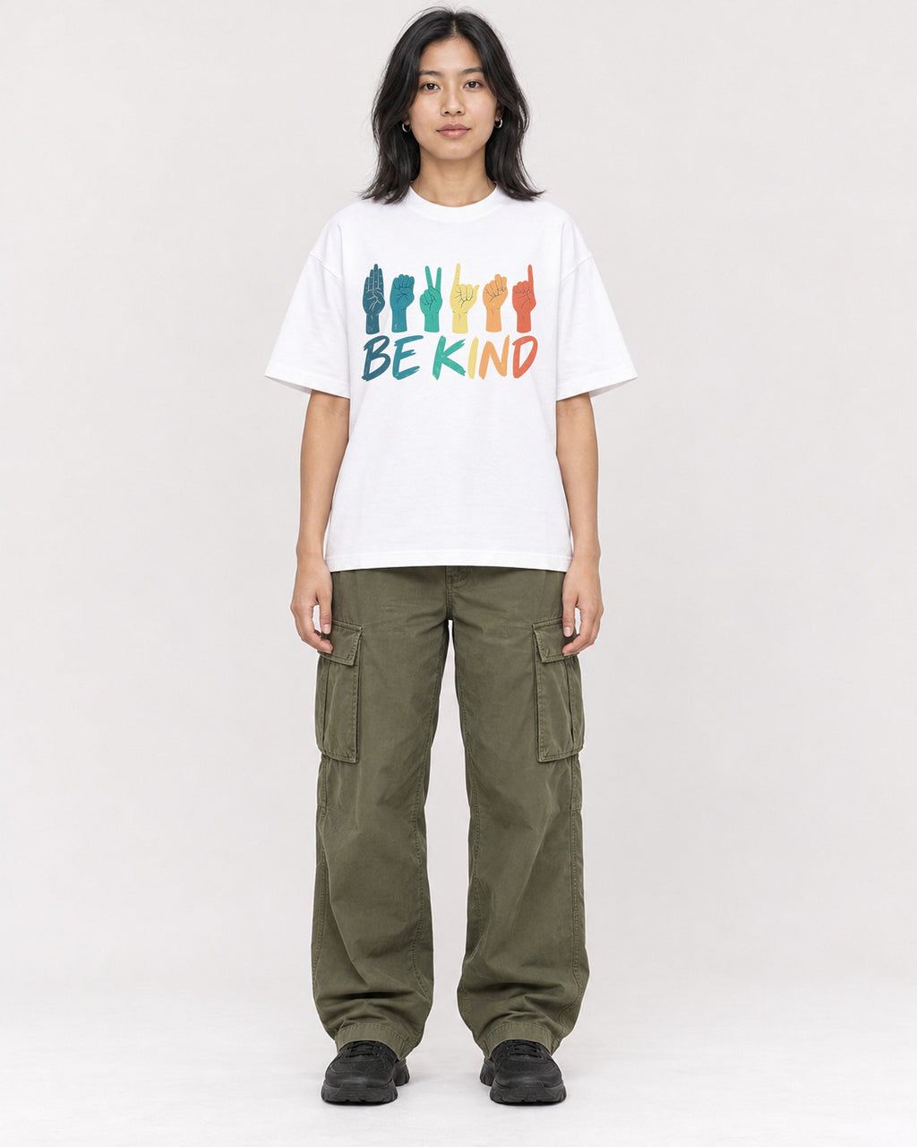 Mockup Boxy Heavyweight Tee White female full-body 22