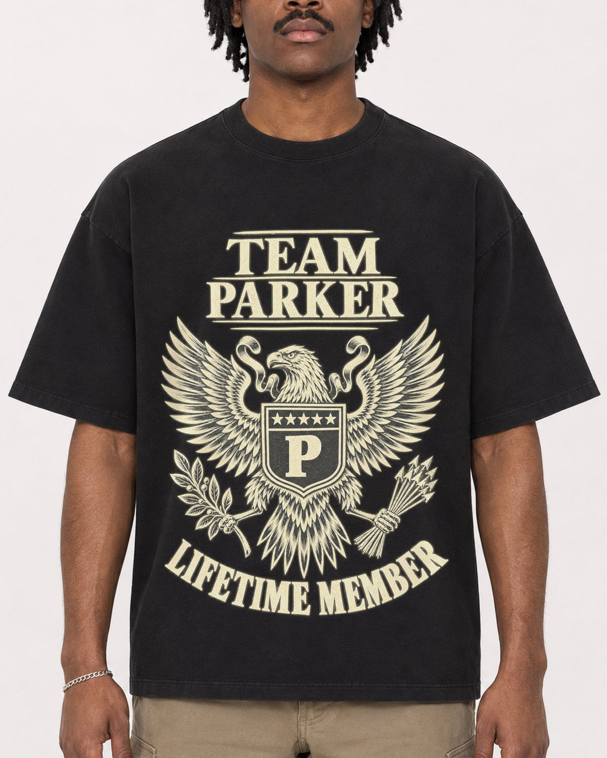 Mockup Boxy Heavyweight Tee Black male close-up 04