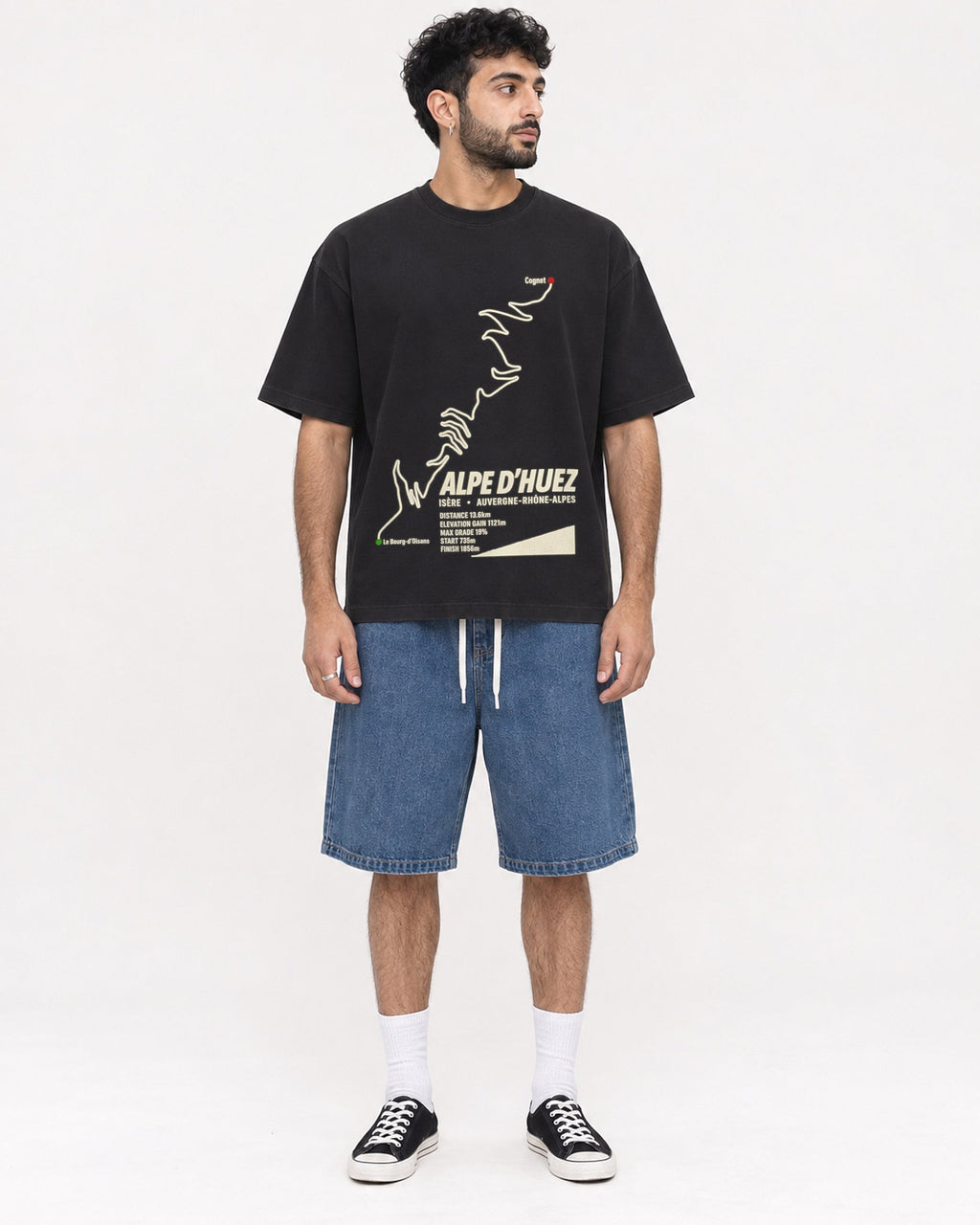 Mockup Boxy Heavyweight Tee Black male full-body 07