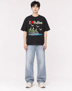 Mockup Boxy Heavyweight Tee Black male full-body 01