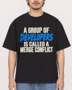 Mockup Boxy Heavyweight Tee Black male close-up 02