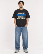 Mockup Boxy Heavyweight Tee Black male full-body 02