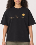 Mockup Boxy Heavyweight Tee Black female close-up 10