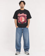 Mockup Boxy Heavyweight Tee Black male full-body 02