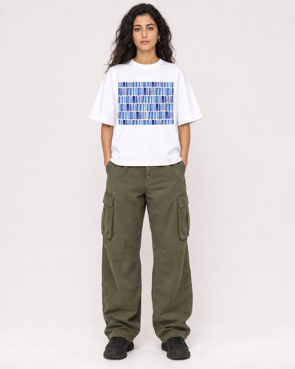 Mockup Boxy Heavyweight Tee White female full-body 07