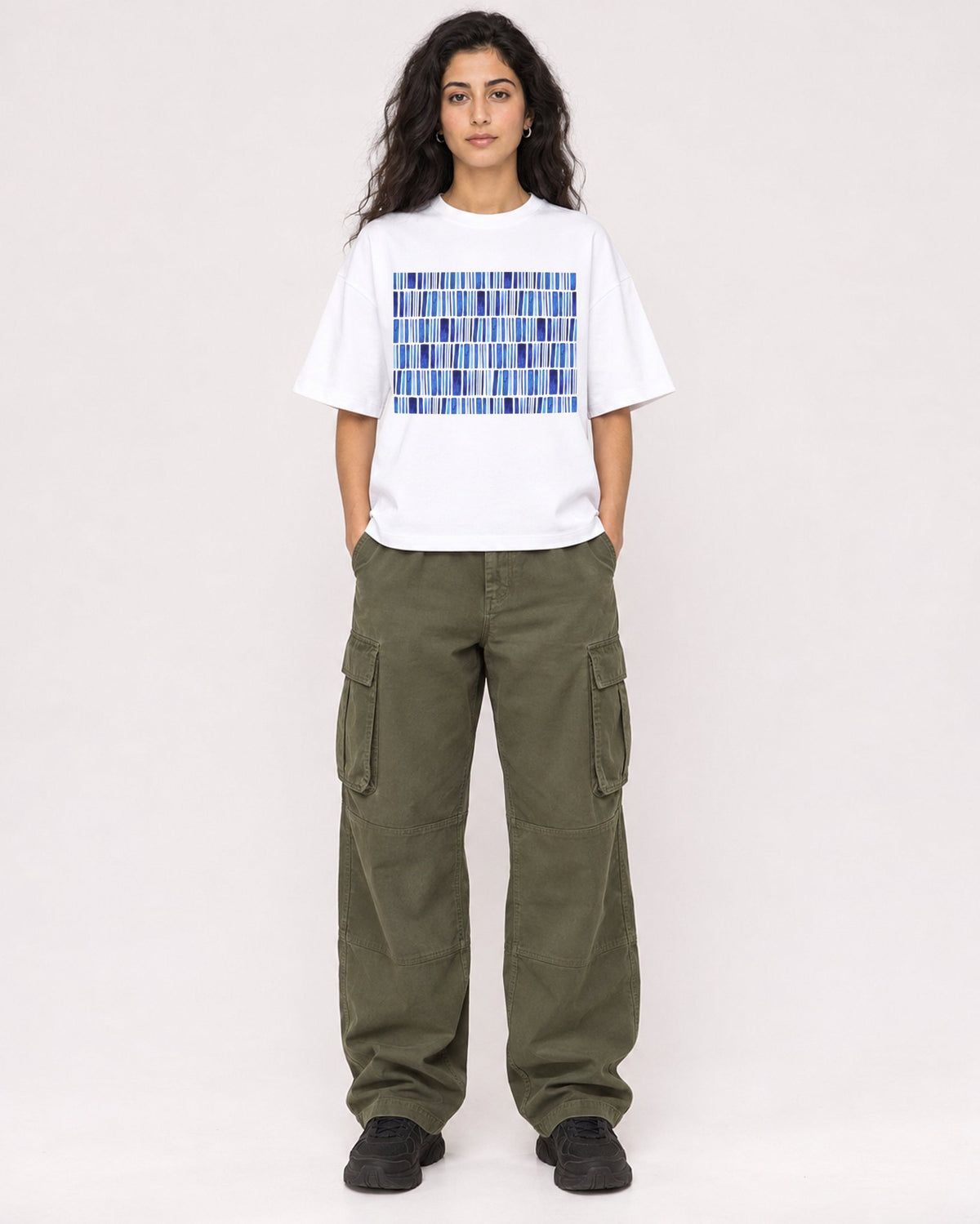 Mockup Boxy Heavyweight Tee White female full-body 07