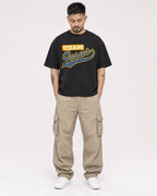 Mockup Boxy Heavyweight Tee Black male full-body 12