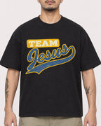 Mockup Boxy Heavyweight Tee Black male close-up 12