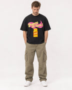 Mockup Boxy Heavyweight Tee Black male full-body 08