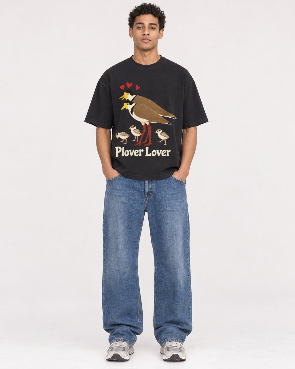Mockup Boxy Heavyweight Tee Black male full-body 10