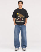 Mockup Boxy Heavyweight Tee Black male full-body 10