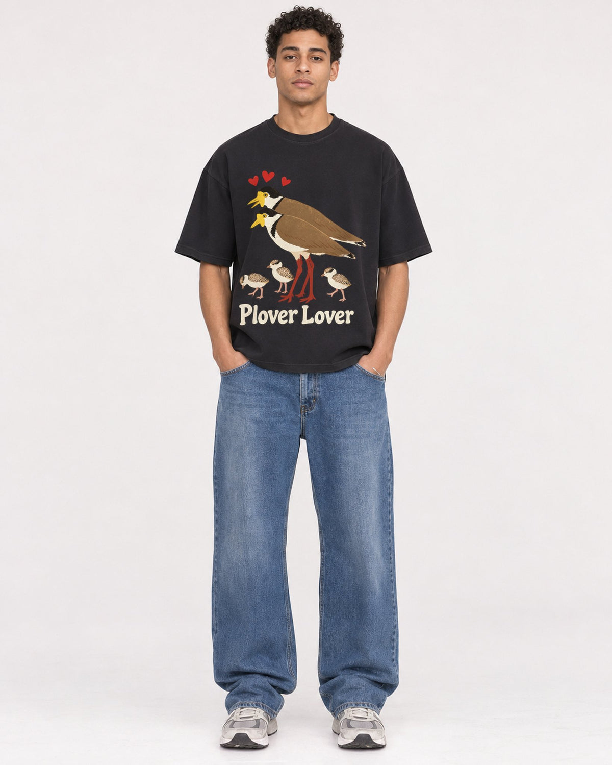 Mockup Boxy Heavyweight Tee Black male full-body 10