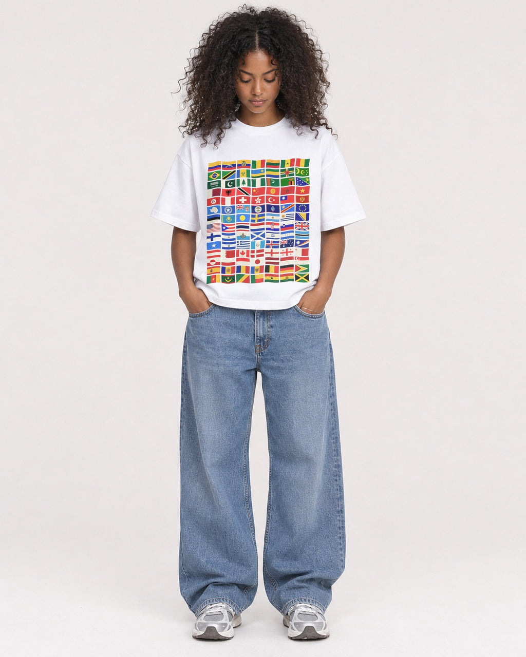Mockup Boxy Heavyweight Tee White female full-body 05