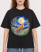 Mockup Boxy Heavyweight Tee Black female close-up 09