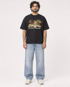 Mockup Boxy Heavyweight Tee Black male full-body 17