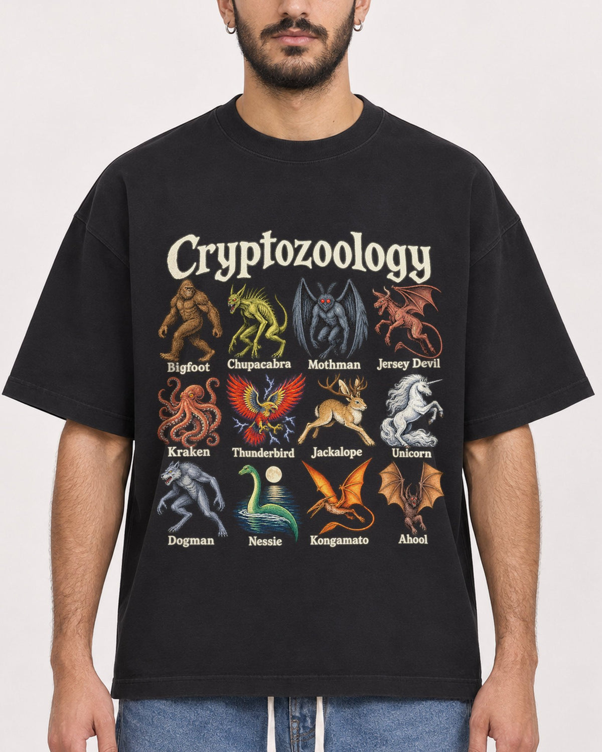 Mockup Boxy Heavyweight Tee Black male close-up 07