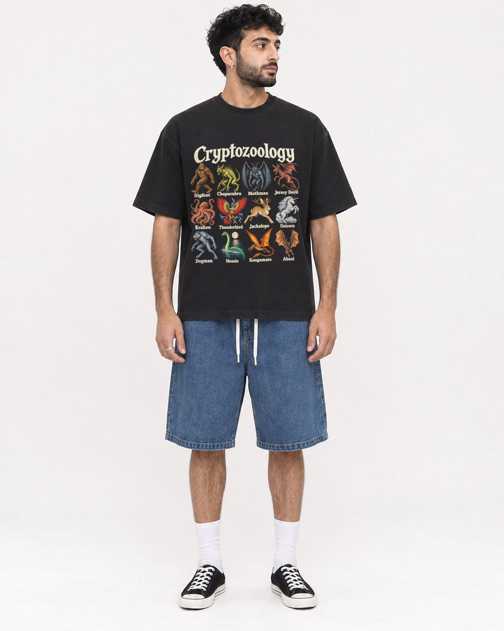 Mockup Boxy Heavyweight Tee Black male full-body 07
