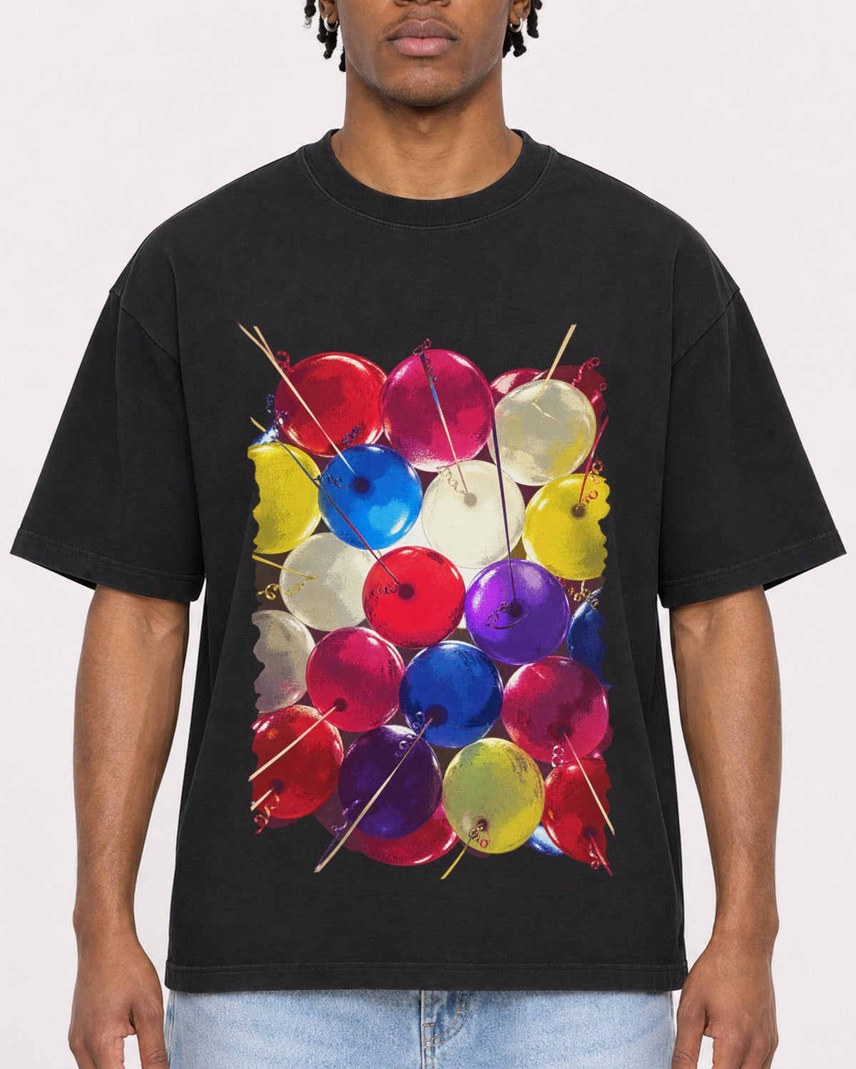 Mockup Boxy Heavyweight Tee Black male close-up 05