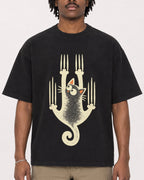 Mockup Boxy Heavyweight Tee Black male close-up 04