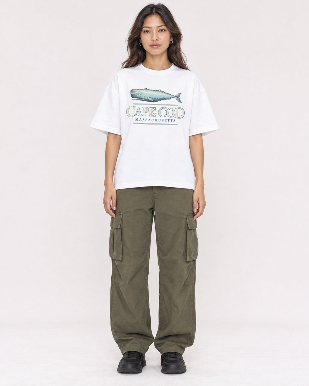 Mockup Boxy Heavyweight Tee White female full-body 02
