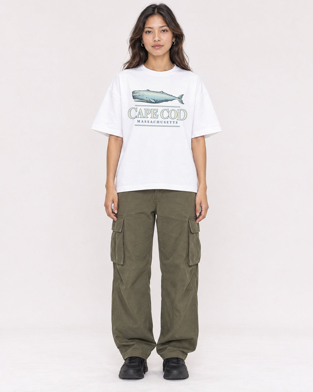 Mockup Boxy Heavyweight Tee White female full-body 02