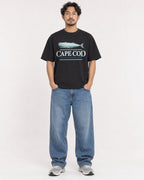 Mockup Boxy Heavyweight Tee Black male full-body 02