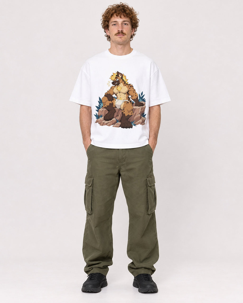 Mockup Boxy Heavyweight Tee White male full-body 09