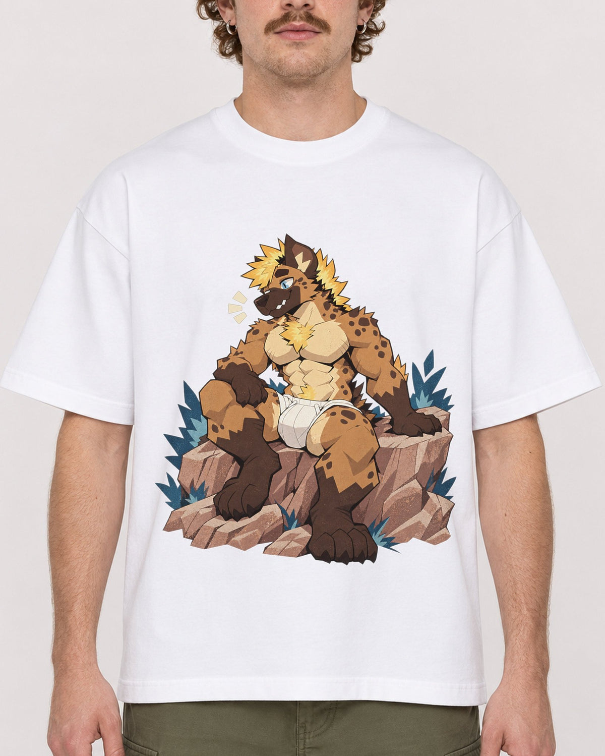 Mockup Boxy Heavyweight Tee White male close-up 09