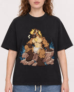 Mockup Boxy Heavyweight Tee Black female close-up 09