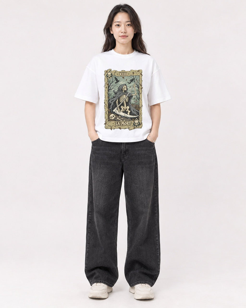 Mockup Boxy Heavyweight Tee White female full-body 03