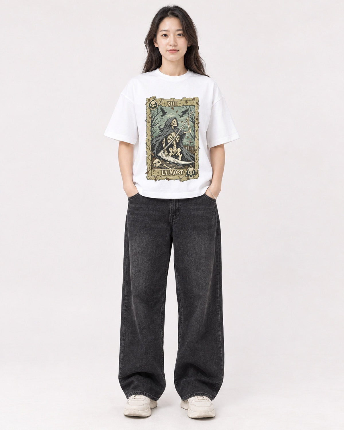 Mockup Boxy Heavyweight Tee White female full-body 03