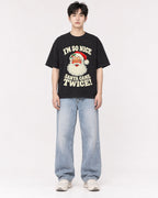 Mockup Boxy Heavyweight Tee Black male full-body 01