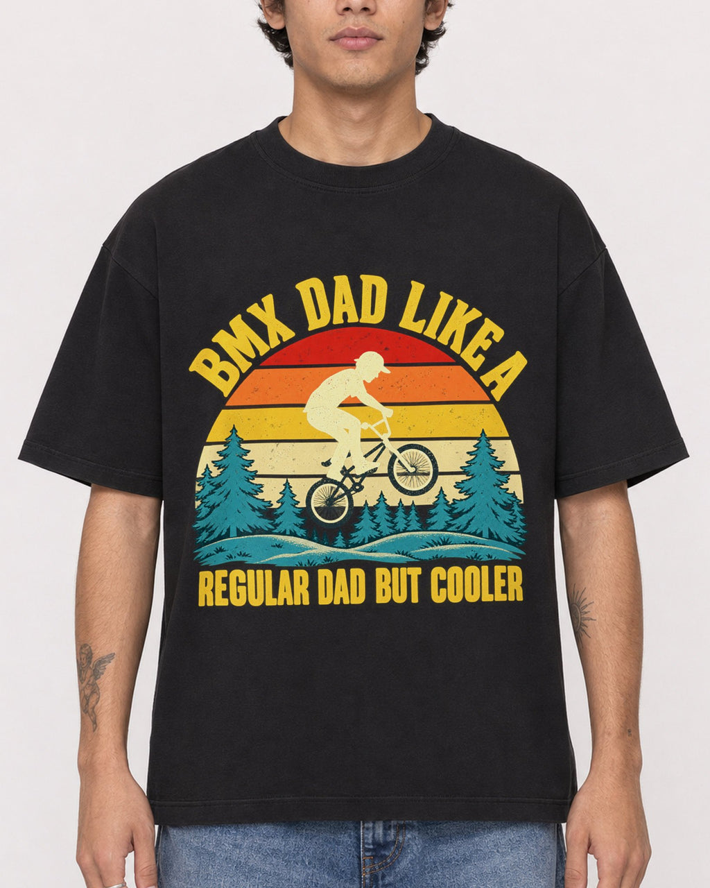 Mockup Boxy Heavyweight Tee Black male close-up 06