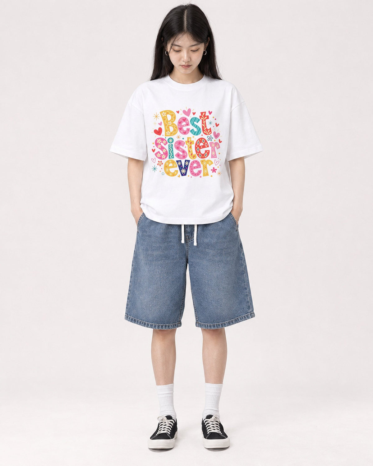 Mockup Boxy Heavyweight Tee White female full-body 01