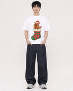 Mockup Boxy Heavyweight Tee White male full-body 01