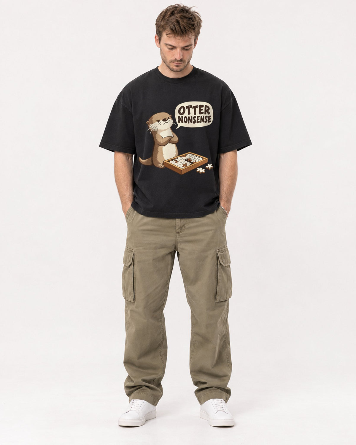 Mockup Boxy Heavyweight Tee Black male full-body 08