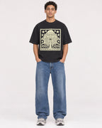 Mockup Boxy Heavyweight Tee Black male full-body 10