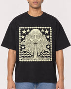 Mockup Boxy Heavyweight Tee Black male close-up 10