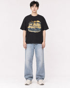 Mockup Boxy Heavyweight Tee Black male full-body 01