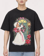 Mockup Boxy Heavyweight Tee Black male close-up 01