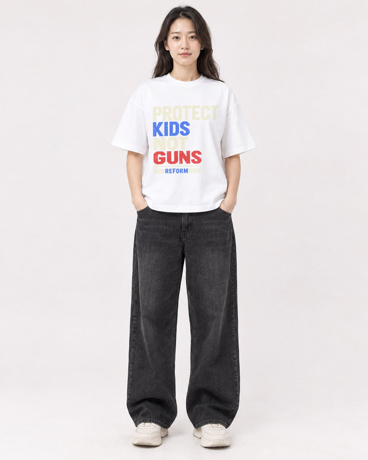 Mockup Boxy Heavyweight Tee White female full-body 03